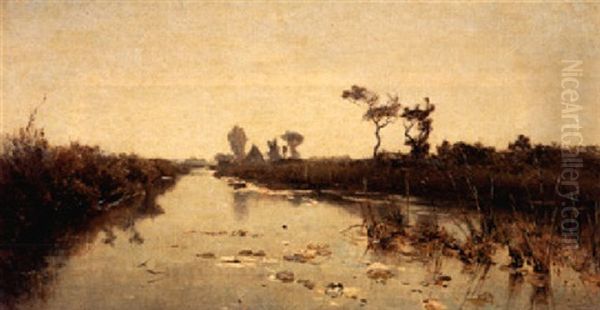 Early Morning In The Polder Of Kortenhoef Oil Painting by Paul Joseph Constantin Gabriel