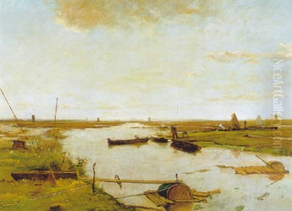 Poldervaart Oil Painting by Paul Joseph Constantin Gabriel