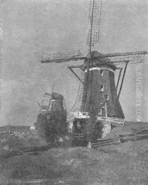 Wind-mills Oil Painting by Paul Joseph Constantin Gabriel