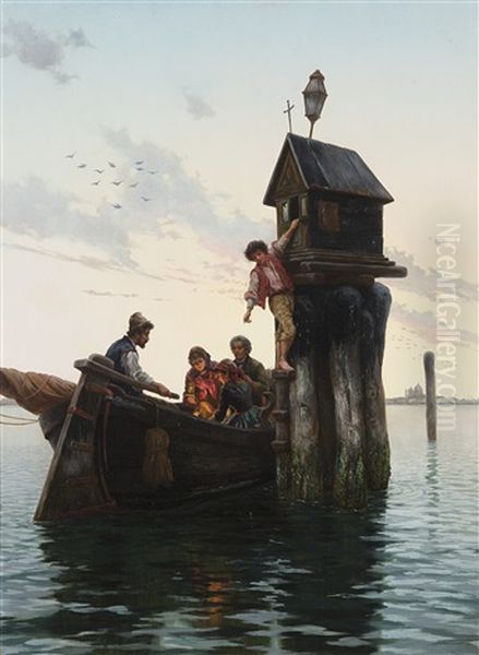 Piccola Cappella Nella Laguna Di Venezia Oil Painting by Pietro Gabrini