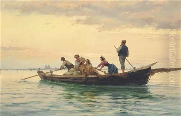 Music Making On The Venetian Lagoon by Pietro Gabrini