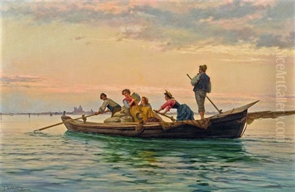 Fischerboot Vor Venedig Oil Painting by Pietro Gabrini