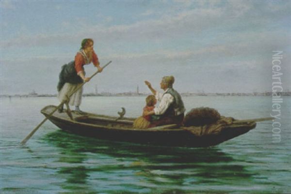 In Barca In Venezia Oil Painting by Pietro Gabrini