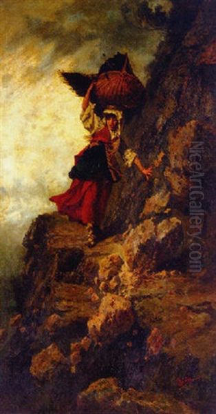 On The Mountain Oil Painting by Pietro Gabrini