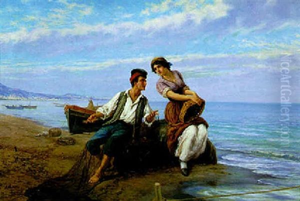 Lending Willing Ears Oil Painting by Pietro Gabrini