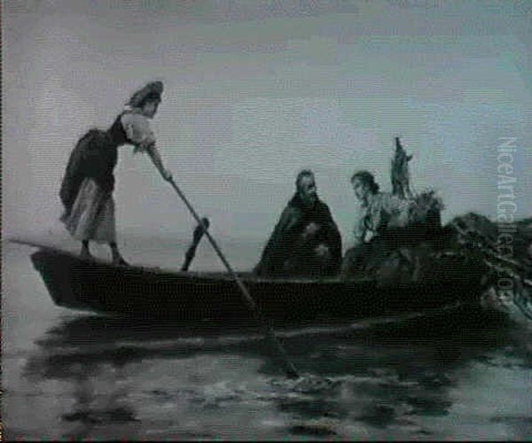 Boating In The Lagoon Oil Painting by Pietro Gabrini