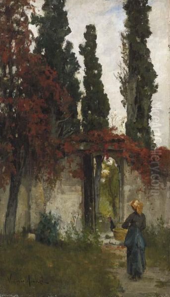 Pergolato Nel Cortile Oil Painting by Vittorio Avanzi