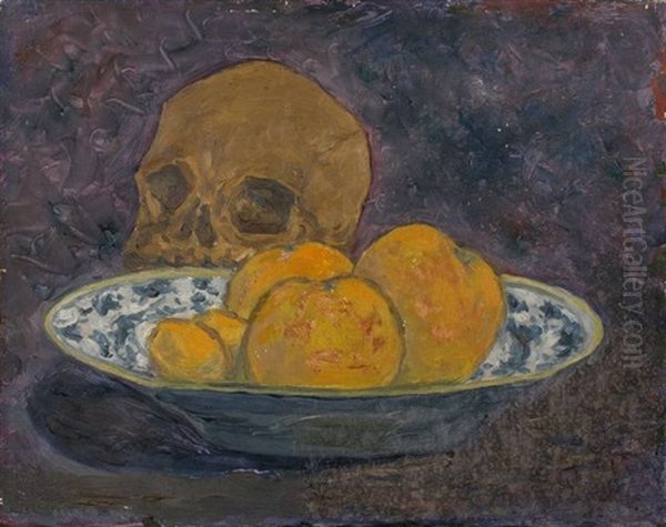 Nature Morte Aux Pommes Et Vanite Ou Sourire Posthume Oil Painting by Dr. Paul Ferdinand Gachet