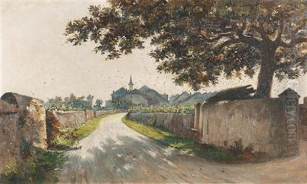 Sommerliche Strasse In Der Westschweiz Oil Painting by Jules Gachet