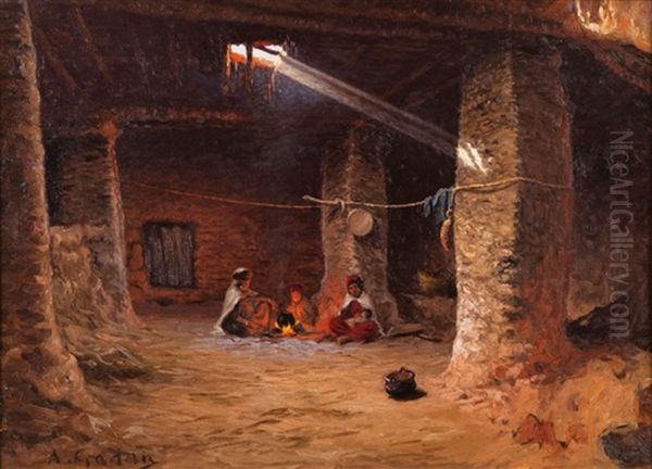 La Preparation Du Repas Oil Painting by Antoine Gadan