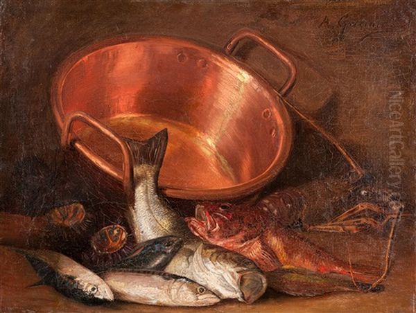 La Preparation De La Bouillabaisse Oil Painting by Antoine Gadan