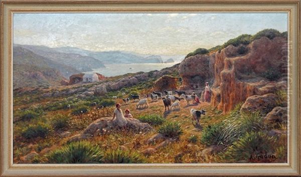 Les Troglodytes Du Cap De Garde Oil Painting by Antoine Gadan