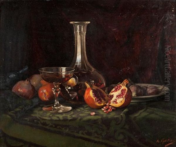 Nature Morte Aux Grenades Oil Painting by Antoine Gadan