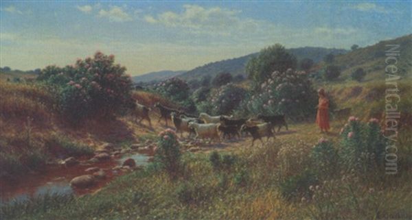 La Gardeuse De Moutons Oil Painting by Antoine Gadan