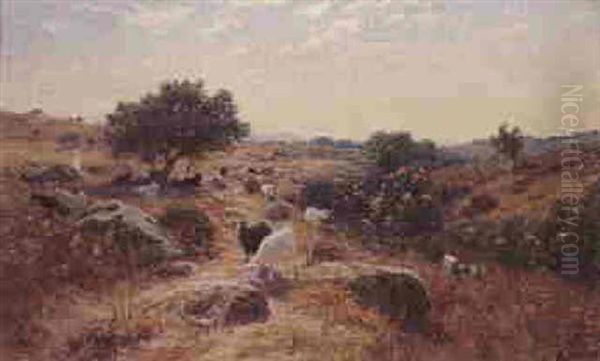 Berger Dans La Campagne Bonoise Oil Painting by Antoine Gadan