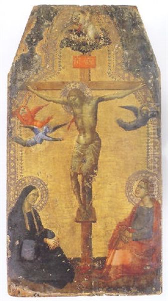 The Crucifixion With The Madonna And Saint John The Evangelist Oil Painting by Agnolo di Taddeo Gaddi