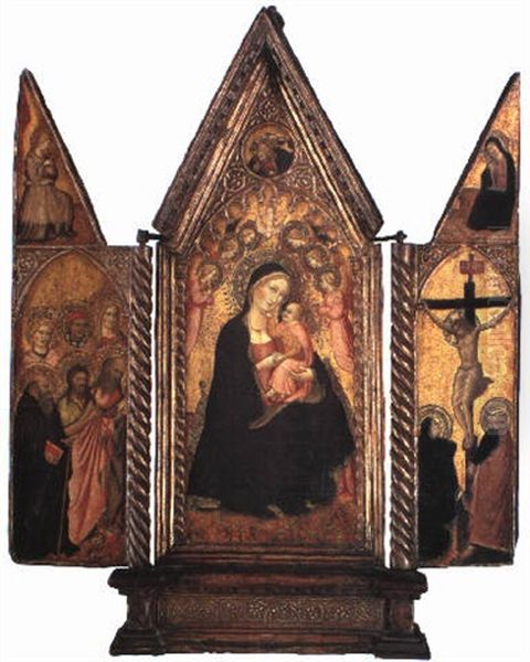 The Madonna And Child Enthroned With Angels Oil Painting by Agnolo di Taddeo Gaddi