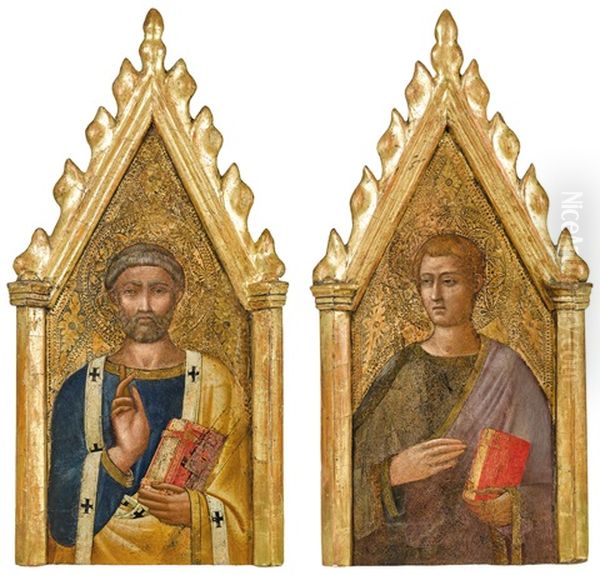 Saint Peter And Saint John The Evangelist Oil Painting by Taddeo Gaddi