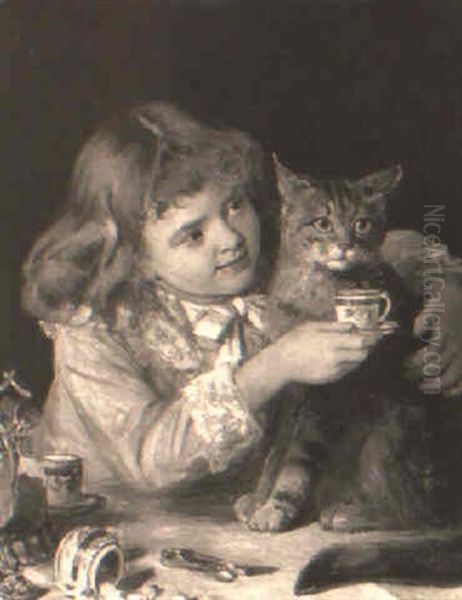 The Cat's Teatime Oil Painting by William Hippon Gadsby