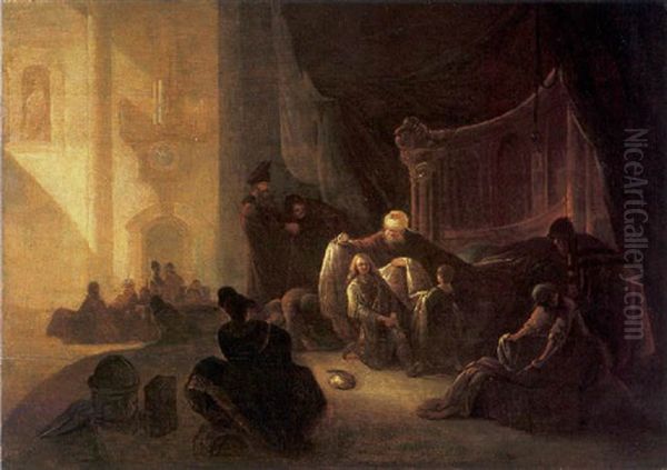 Jacob Giving Joseph The Coat Of Many Colours Oil Painting by Adriaen Gael the Younger