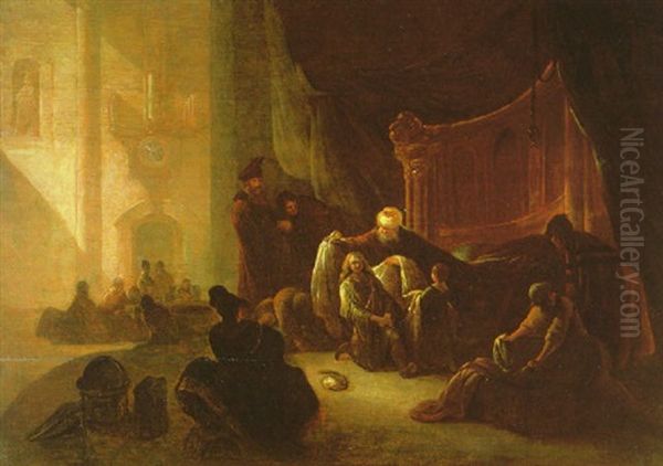 Jacob Giving Joseph The Coat Of Many Colors Oil Painting by Adriaen Gael the Younger