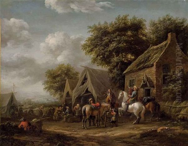 Halte De Cavaliers Oil Painting by Barend Gael