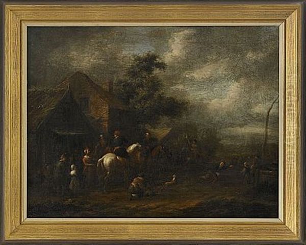 Sallskap Utanfor Vardshus Oil Painting by Barend Gael