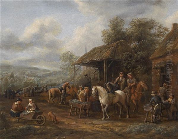 Vor Dem Wirtshaus Oil Painting by Barend Gael