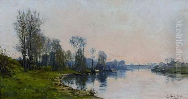 Paysage Fluvial Oil Painting by Emile Georges Ave