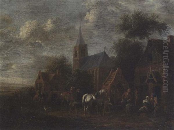 Vor Dem Wirtshaus by Barend Gael