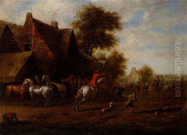 Utanfor Vardshuset Oil Painting by Barend Gael