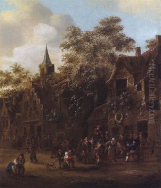 Bauernkirmes In Einem Hollandischen Dorf Oil Painting by Barend Gael