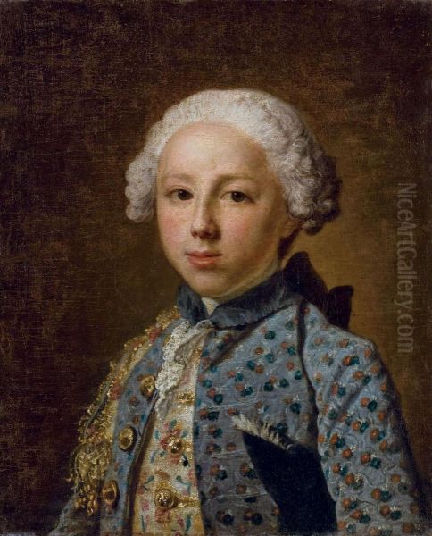 Portrait D'un Jeune Homme En Buste Oil Painting by Jacques Andre Joseph Aved