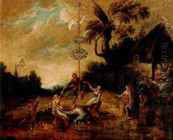 The Dance Around The Maypole Oil Painting by Barend Gael