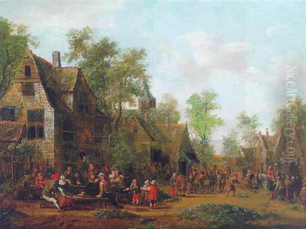 A Kermesse In A Village Oil Painting by Barend Gael