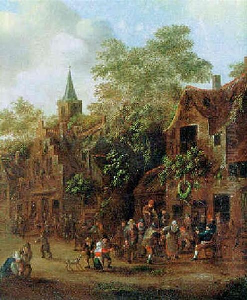 Bauernkirmes In Einem Hollandischen Dorf Oil Painting by Barend Gael