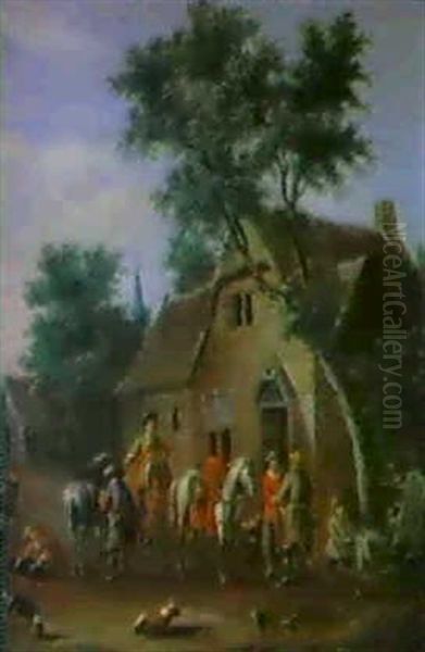 Reiter Vor Einem Wirtshaus Oil Painting by Barend Gael