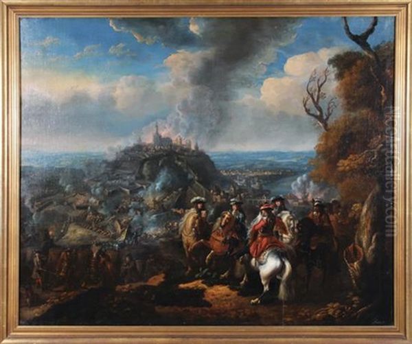 The Siege Of A City (possibly The The Burning Of Hiedelberg) Oil Painting by Alexander Van Gaelen