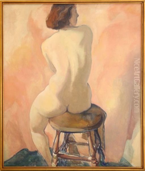 Seated Nude Oil Painting by Carl Frederick Gaertner