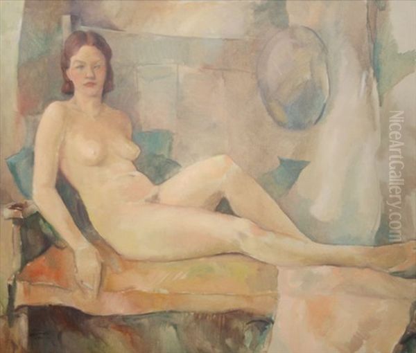 Reclining Nude Oil Painting by Carl Frederick Gaertner