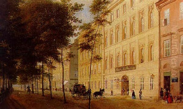 Das Hotel De St. Petersbourg, Unter Den Linden Oil Painting by Johann Philipp Eduard Gaertner