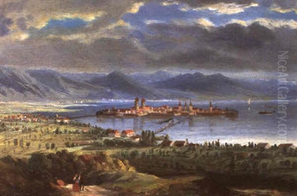 Blick Auf Lindau Am Bodensee Oil Painting by Gebhard Gagg