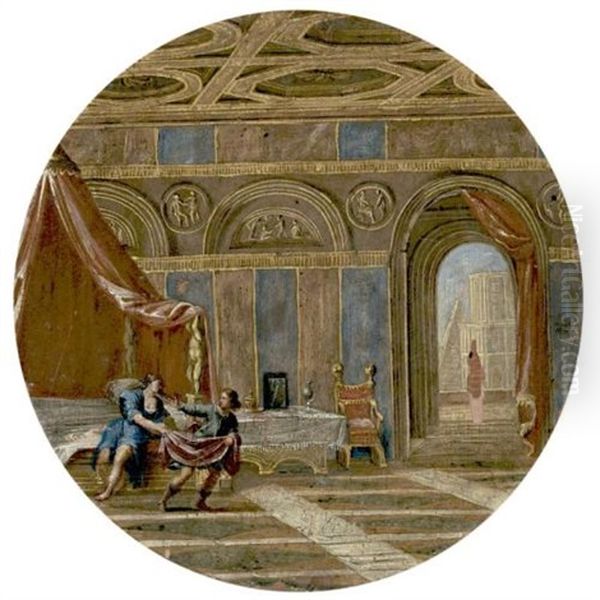 Joseph And Potiphar's Wife Oil Painting by Filippo (il Bizzarro) Gagliardi