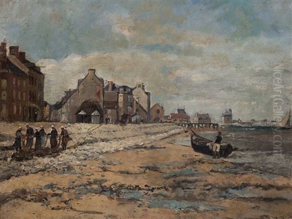 Coastal Scene Oil Painting by Julien Gustave Gagliardini