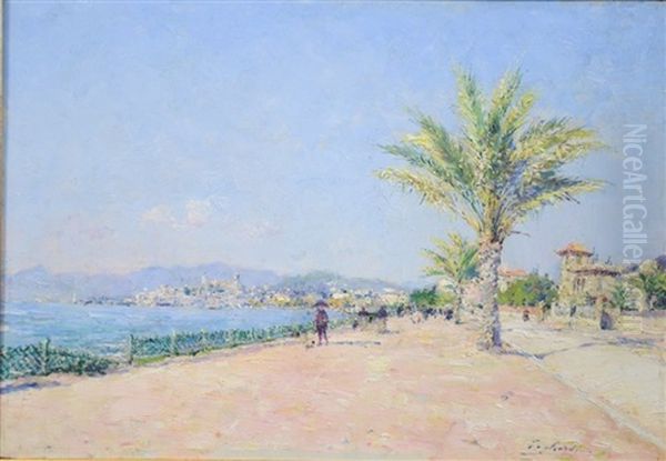 La Croisette A Cannes Oil Painting by Julien Gustave Gagliardini