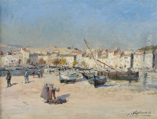 Port De Cassis Oil Painting by Julien Gustave Gagliardini