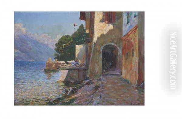 Un Lac Oil Painting by Julien Gustave Gagliardini