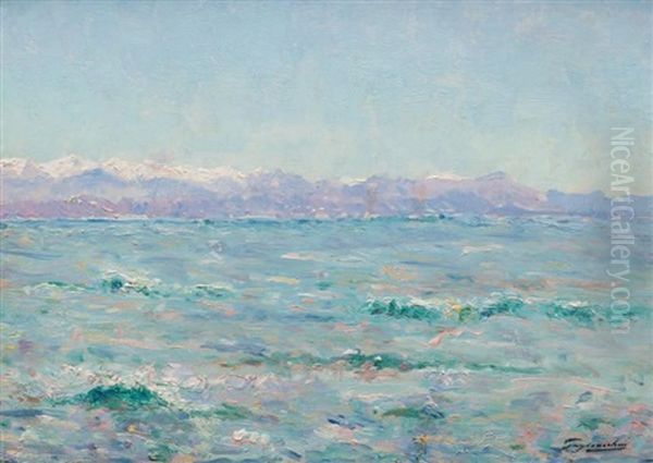 Les Alpes Vues De La Mer Oil Painting by Julien Gustave Gagliardini