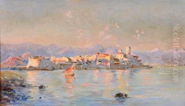 Vue Du Vieil Antibes Oil Painting by Julien Gustave Gagliardini