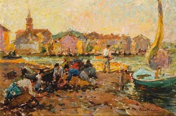 Les Martigues Oil Painting by Julien Gustave Gagliardini